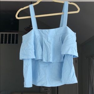 ABOUND - XS Chambray/Light Blue Peplum Tank Shirt